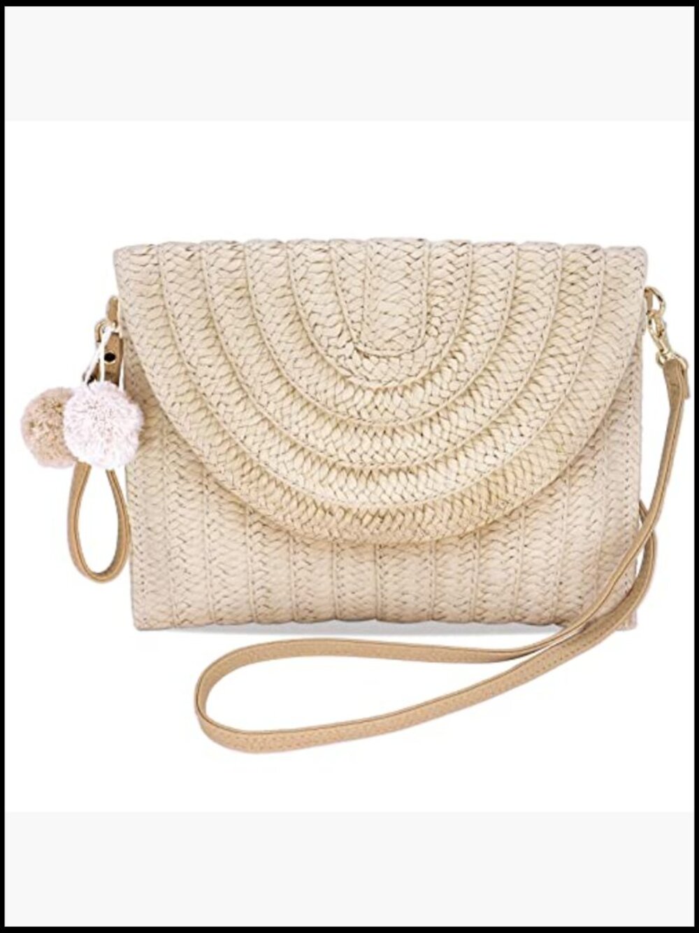 Woven Straw Clutch Bag Handmade Casual Beach Crossbody Shoulder Purse - Picture 4 of 7